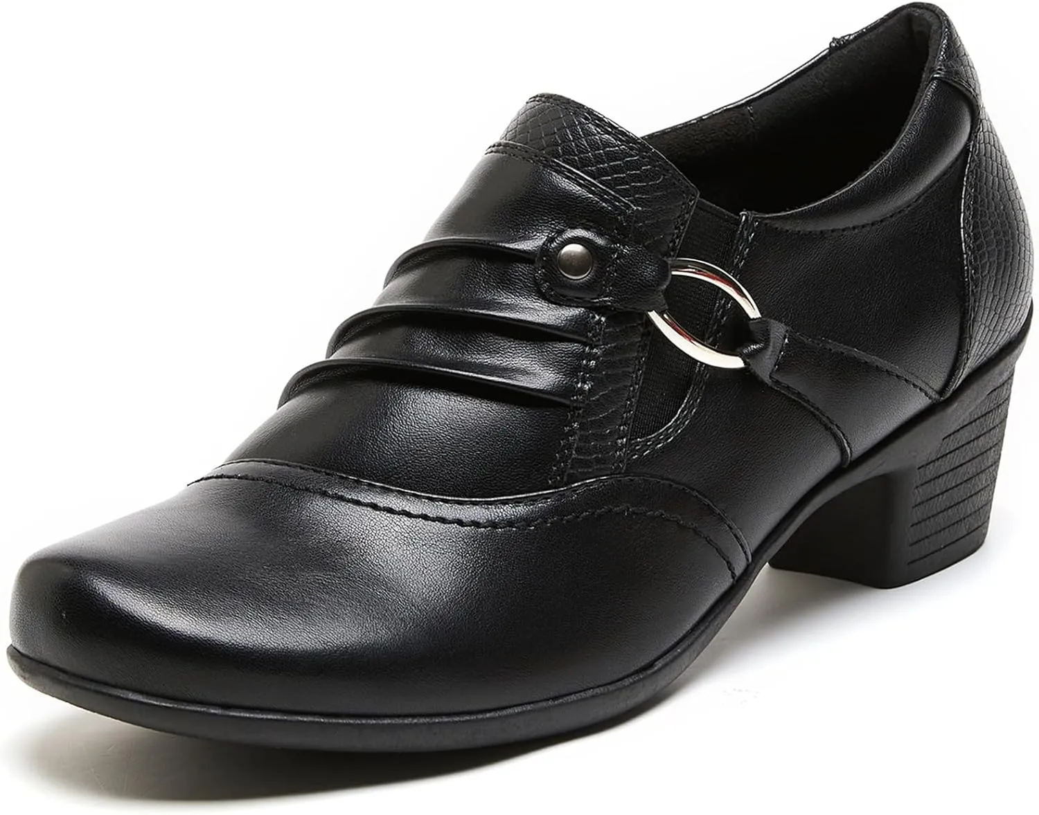 Women's Slip-On Loafer Comfortable Dress Shoes for Ladies Black Women's Pumps Low Heel Slip-Ons Casual Work Office Dressy Shoes