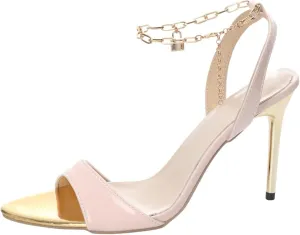 Women's Stiletto Pump Heeled Sandals Fashion Pointed Toe Open Toe Metal Chain Ankle Straps Thin High Heel Shoes Dressy Comfy Ladies Casual Shoes