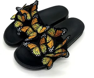 Women's Summer Flat Slide Sandals,Fashion Butterfly Sandals Summer Comfy Anti-Slip Open Toe Beach Slippers