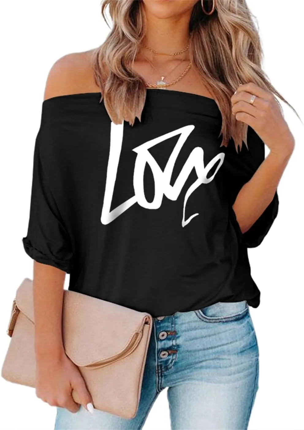Womens Summer Off The Shoulder Shirts Casual Sexy Short Sleeve Tops Trendy Casual Loose Oversized Blouses Tshirt Tunic