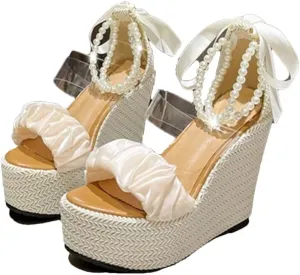 Women's Summer Open Toe Wedge Sandals With 16Cm High Heel And 5-7Cm Platform Sexy Party Shoes