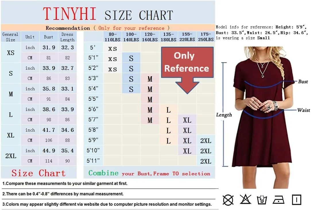 Women's Swing Loose T-Shirt Fit Comfy Casual Flowy Cute Swing Tunic Dress