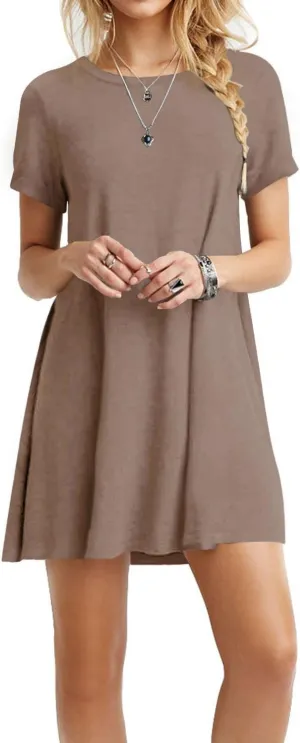 Women's Swing Loose T-Shirt Fit Comfy Casual Flowy Cute Swing Tunic Dress