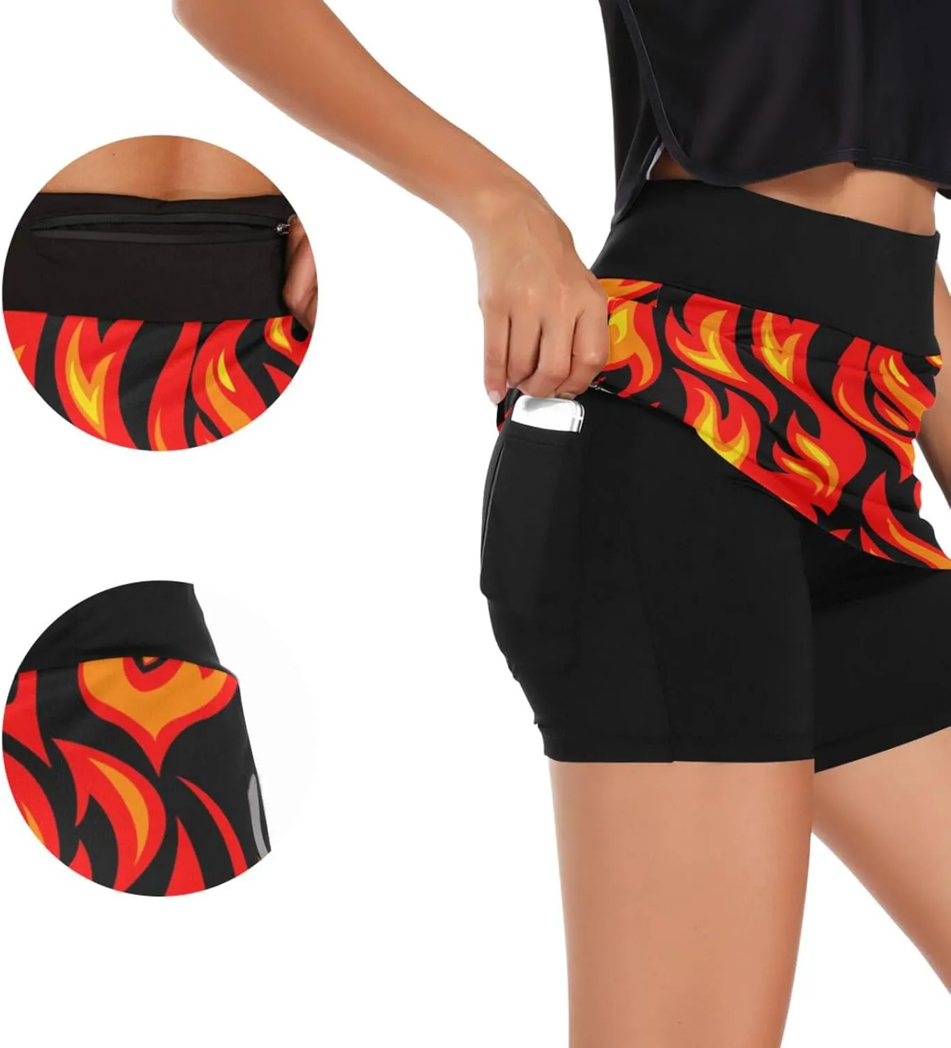 Women's Tennis Skirt Inner Shorts Lightweight Golf Casual Sports Skirt with Pockets