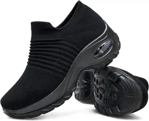 Women's Walking Shoes Sock Sneakers - Mesh Slip On Air Cushion Lady Girls Modern Jazz Dance Easy Shoes Platform Loafers