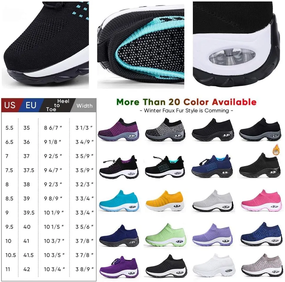 Women's Walking Shoes Sock Sneakers - Mesh Slip On Air Cushion Lady Girls Modern Jazz Dance Easy Shoes Platform Loafers