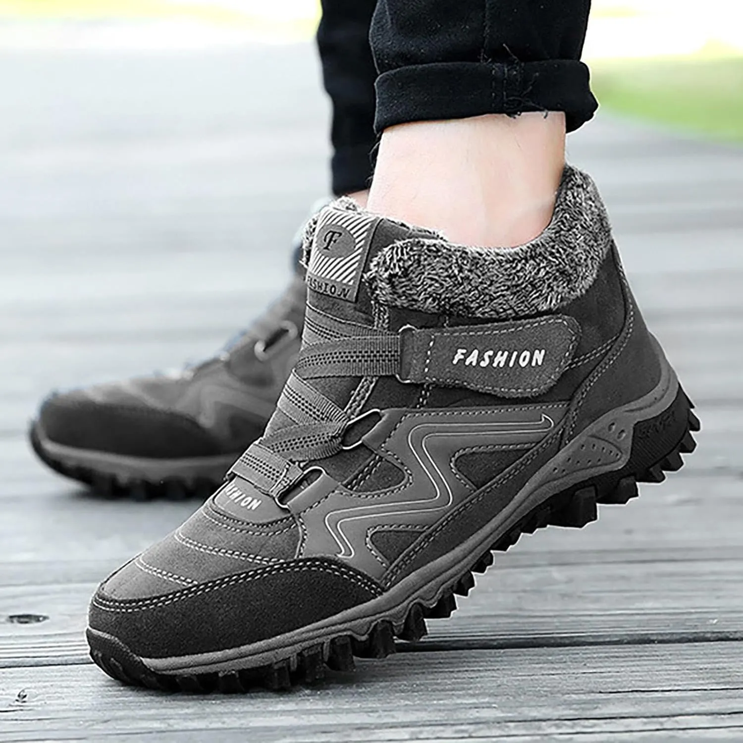 Womens Winter Snow Boots Warm Fur Lined Anti-Slip Ankle Booties Outdoor Walking Shoes Non-Slip Trekking Shoes