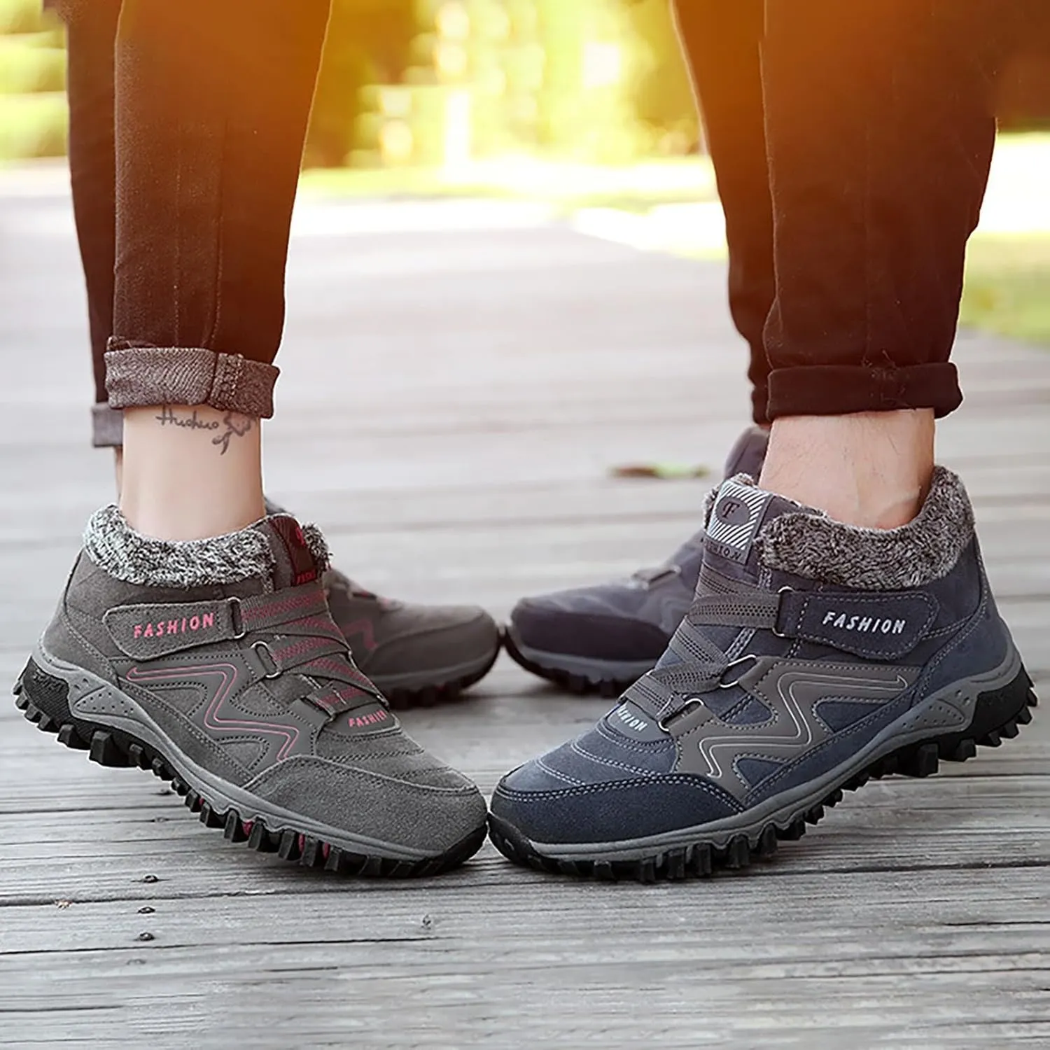 Womens Winter Snow Boots Warm Fur Lined Anti-Slip Ankle Booties Outdoor Walking Shoes Non-Slip Trekking Shoes