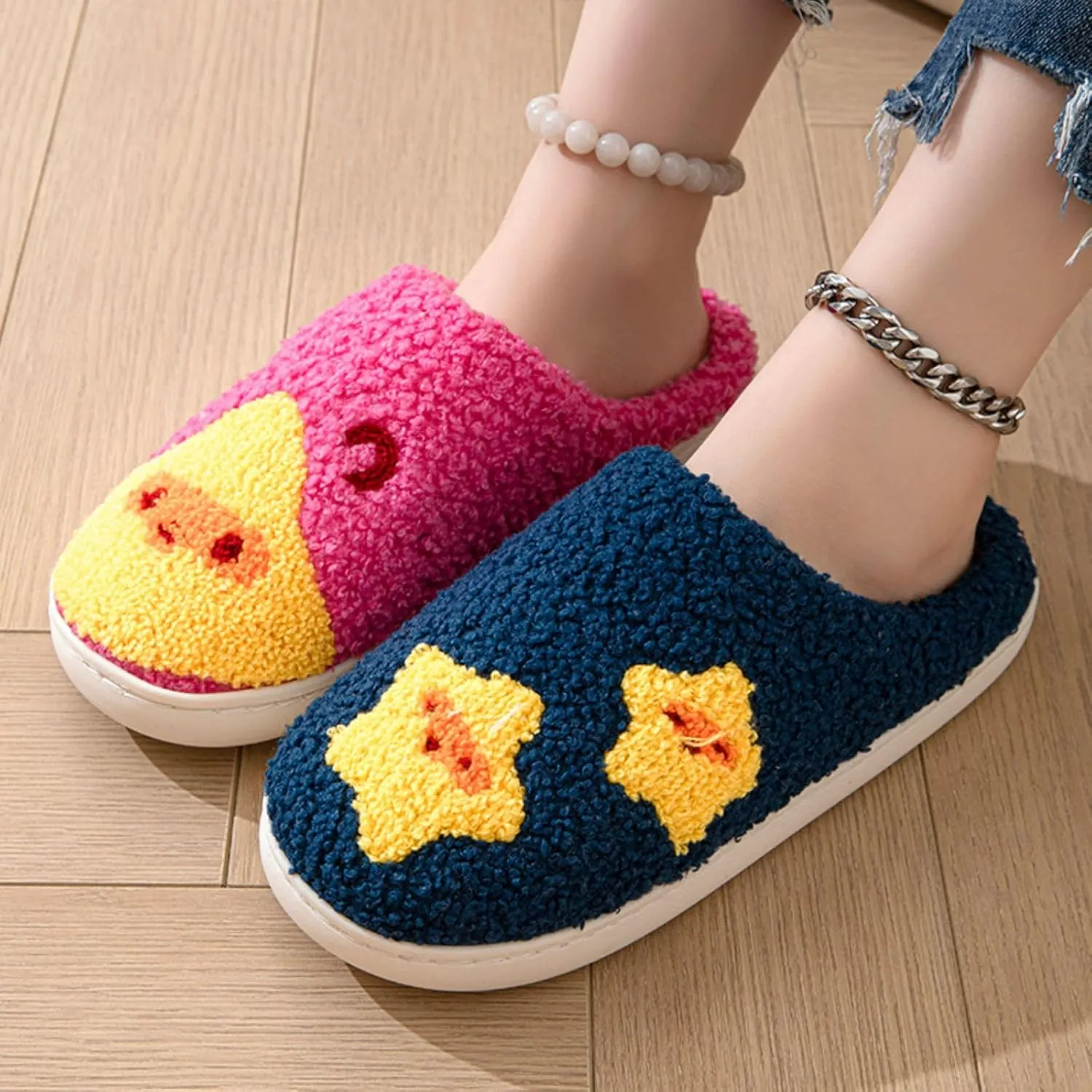 Women's Men's Heart Heart Slippers Strawberry Cherry Mushroom Slippers Evil Eye Slippers Cartoon Animal Cat Slippers Memory Foam Cozy Plush Slippers Couple Indoor Household Slippers
