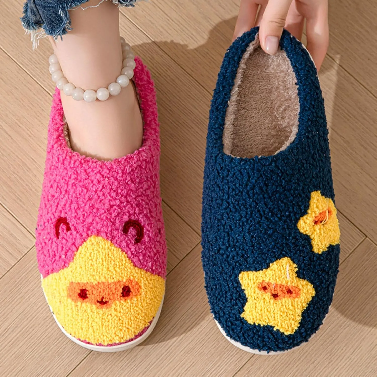 Women's Men's Heart Heart Slippers Strawberry Cherry Mushroom Slippers Evil Eye Slippers Cartoon Animal Cat Slippers Memory Foam Cozy Plush Slippers Couple Indoor Household Slippers