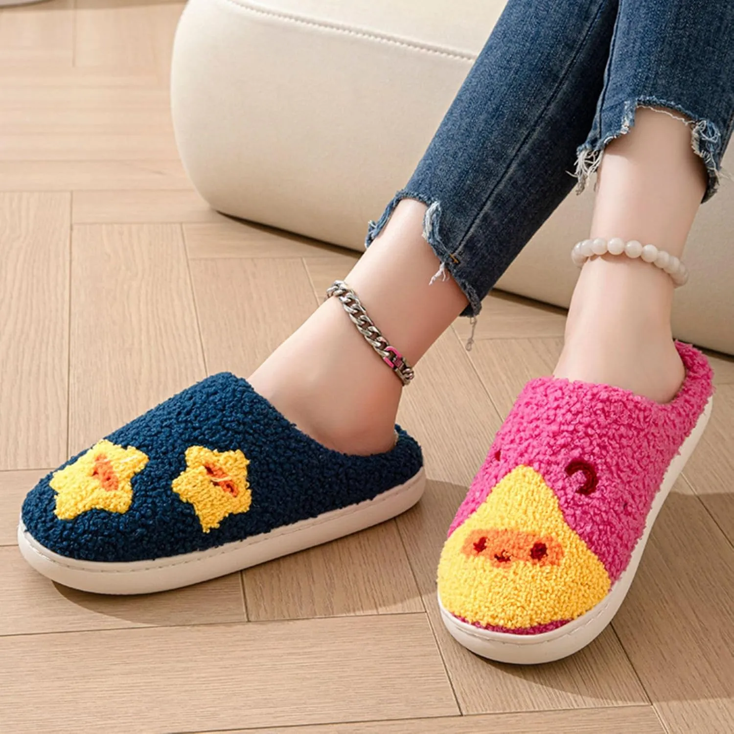 Women's Men's Heart Heart Slippers Strawberry Cherry Mushroom Slippers Evil Eye Slippers Cartoon Animal Cat Slippers Memory Foam Cozy Plush Slippers Couple Indoor Household Slippers