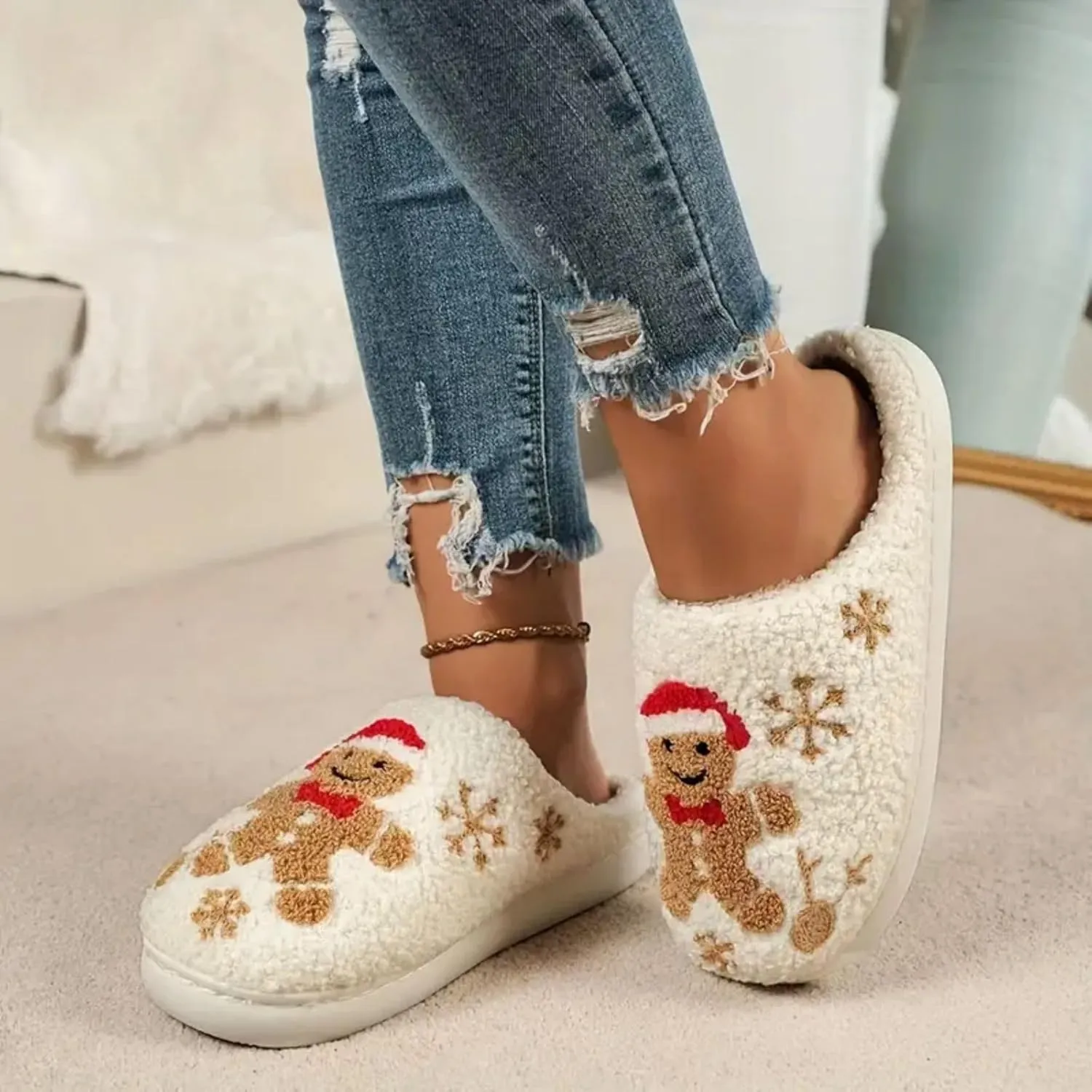 Women's Men's Heart Heart Slippers Strawberry Cherry Mushroom Slippers Evil Eye Slippers Cartoon Animal Cat Slippers Memory Foam Cozy Plush Slippers Couple Indoor Household Slippers