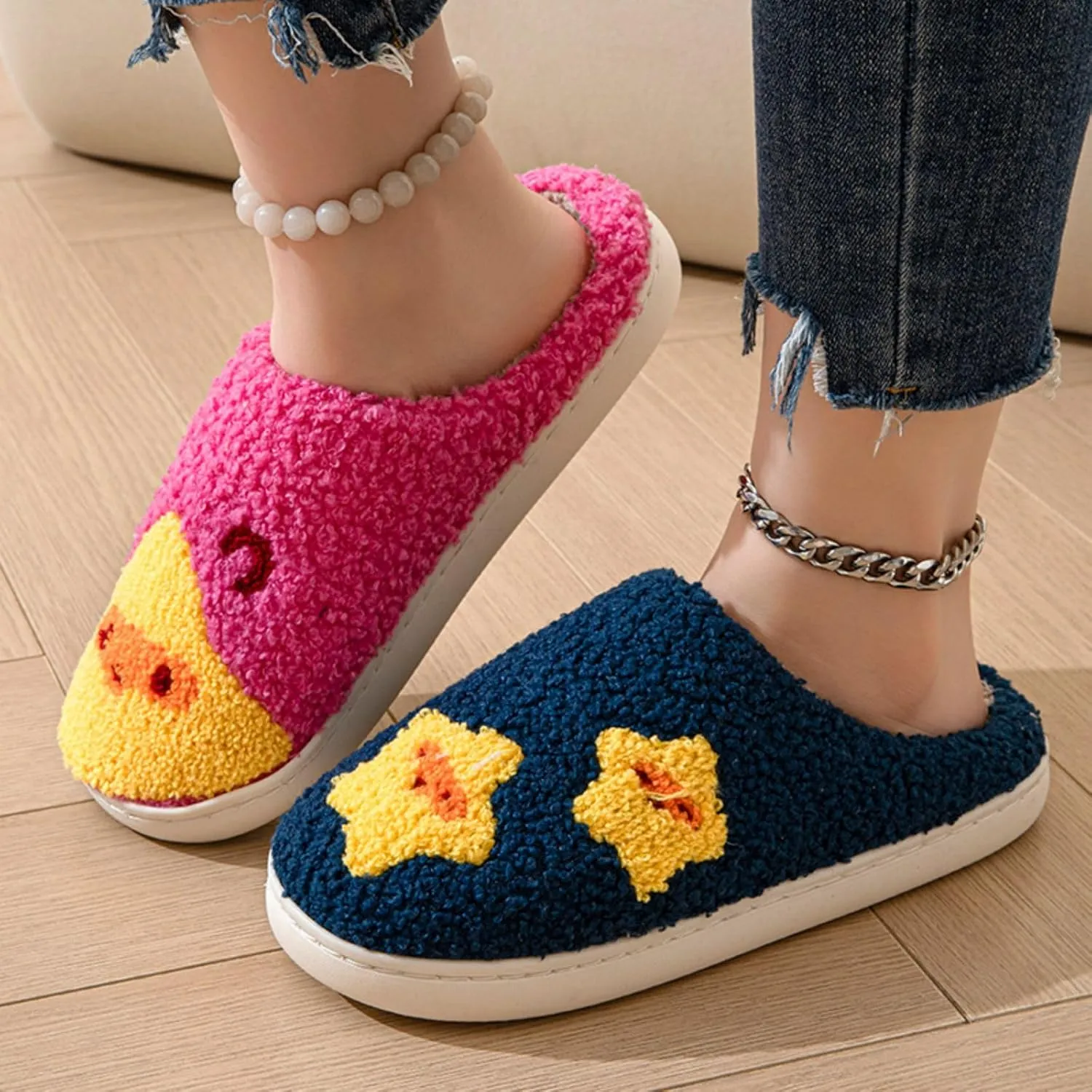 Women's Men's Heart Heart Slippers Strawberry Cherry Mushroom Slippers Evil Eye Slippers Cartoon Animal Cat Slippers Memory Foam Cozy Plush Slippers Couple Indoor Household Slippers