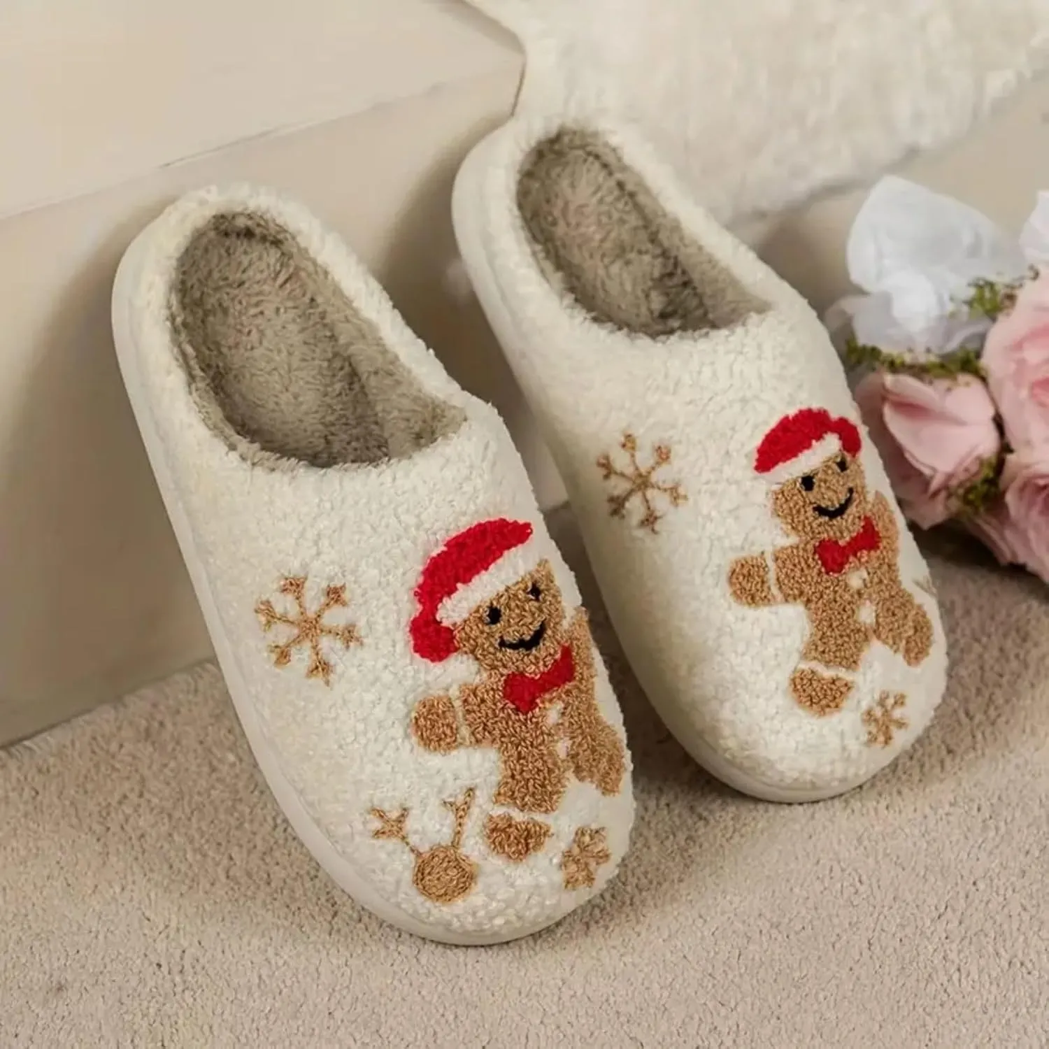 Women's Men's Heart Heart Slippers Strawberry Cherry Mushroom Slippers Evil Eye Slippers Cartoon Animal Cat Slippers Memory Foam Cozy Plush Slippers Couple Indoor Household Slippers