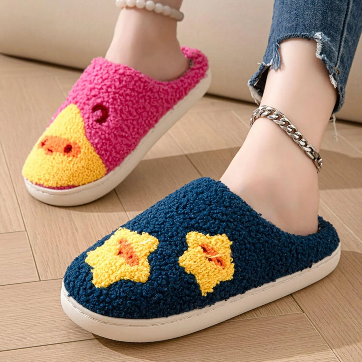 Women's Men's Heart Heart Slippers Strawberry Cherry Mushroom Slippers Evil Eye Slippers Cartoon Animal Cat Slippers Memory Foam Cozy Plush Slippers Couple Indoor Household Slippers