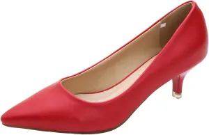 WUIWUIYU Womens Lovely Colors Low Kitten Heel Pointed Toe Dress Work Wedding Pumps Bridal Heeled Shoes