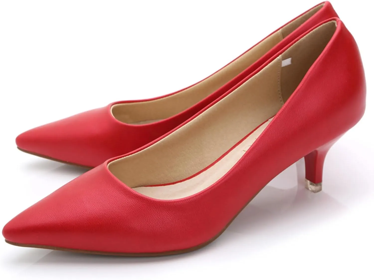 WUIWUIYU Womens Lovely Colors Low Kitten Heel Pointed Toe Dress Work Wedding Pumps Bridal Heeled Shoes