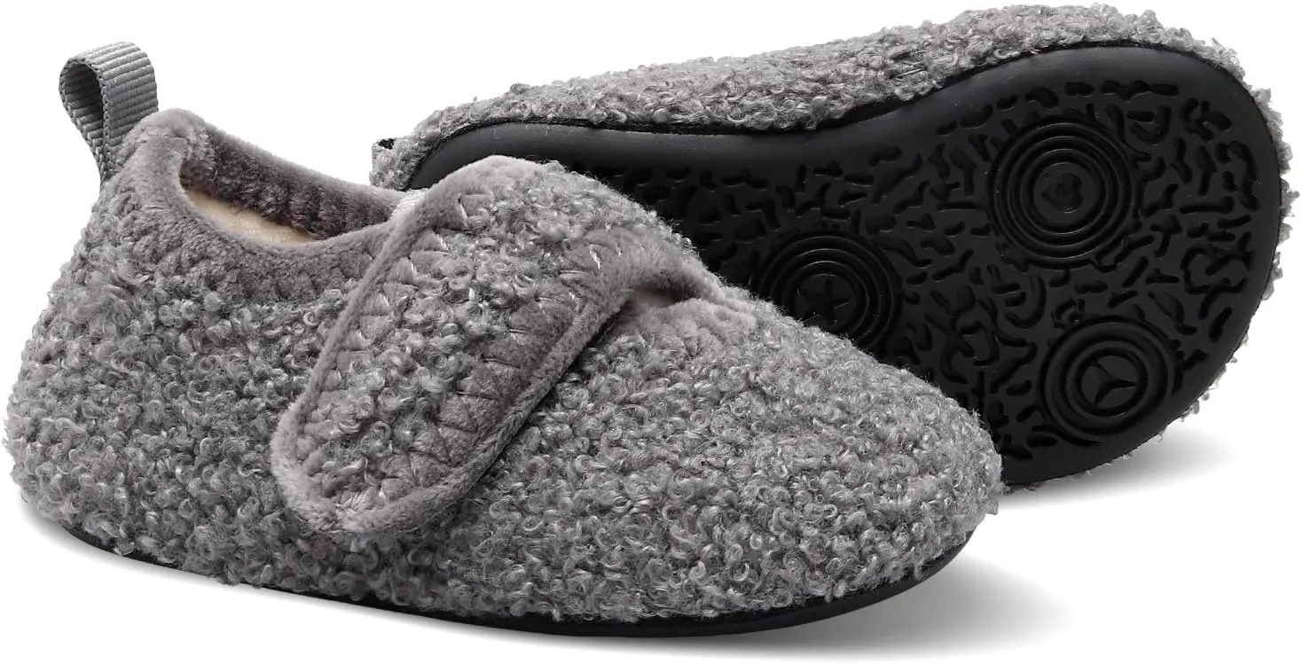 XIHALOOK Toddler Boys Girls House Slippers with Microfleece Lining Cozy Household Shoes Non-slip for Kids