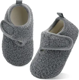 XIHALOOK Toddler Boys Girls House Slippers with Microfleece Lining Cozy Household Shoes Non-slip for Kids