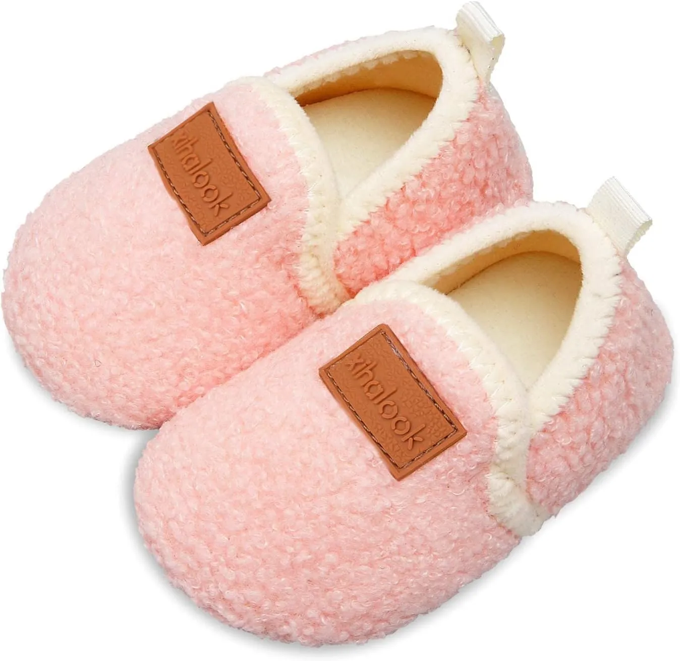 XIHALOOK Toddler Boys Girls House Slippers with Microfleece Lining Cozy Household Shoes Non-slip for Kids