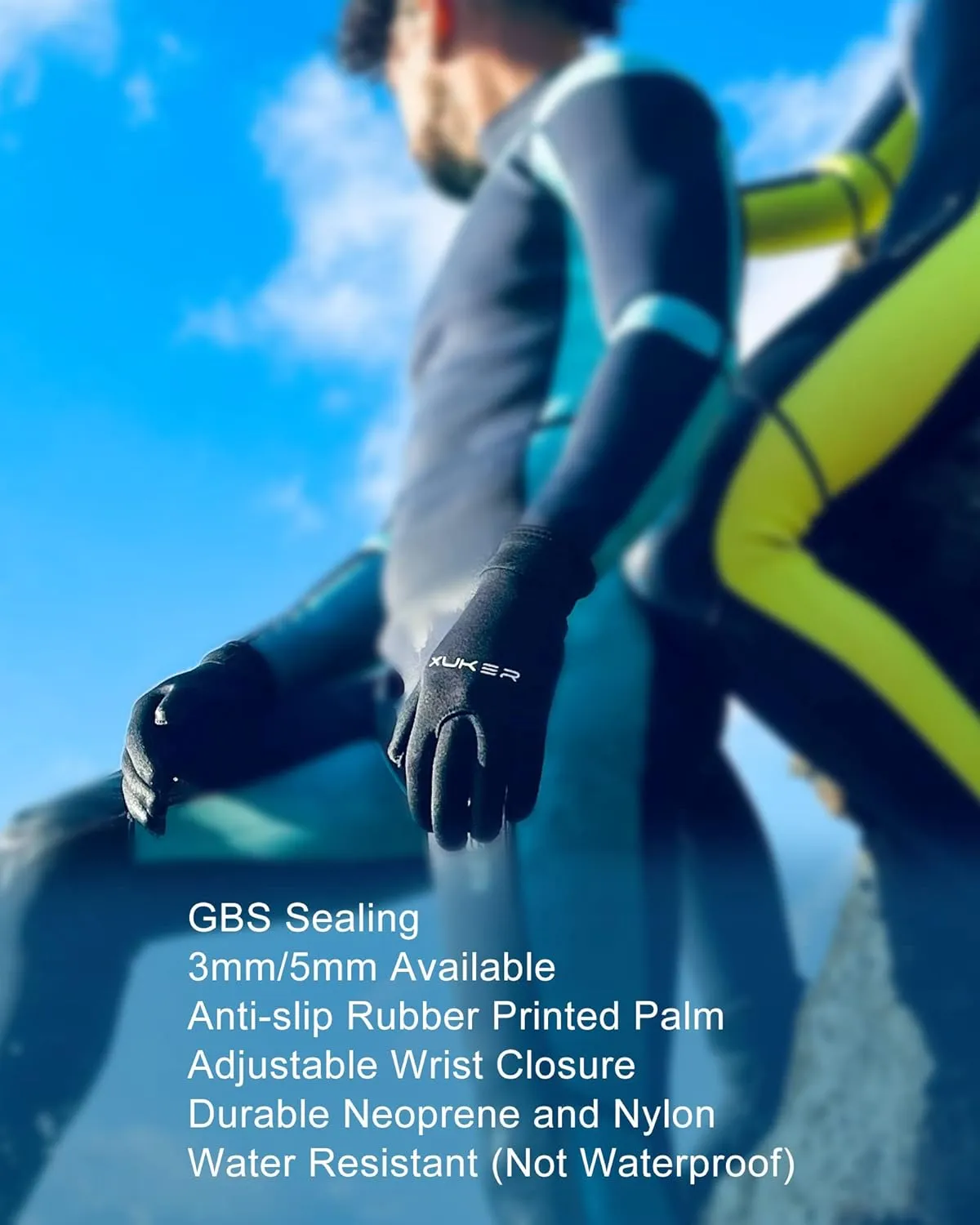 XUKER Water Gloves, 3mm & 5mm Neoprene Five Finger Warm Wetsuit Winter Gloves for Scuba Diving Snorkeling Surfing