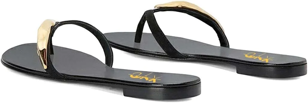 XYD Women Flats Flip Flops Slip On Open Toe Thong Sandals Thin Strap Comfortable Casual Walking Slippers Shoes