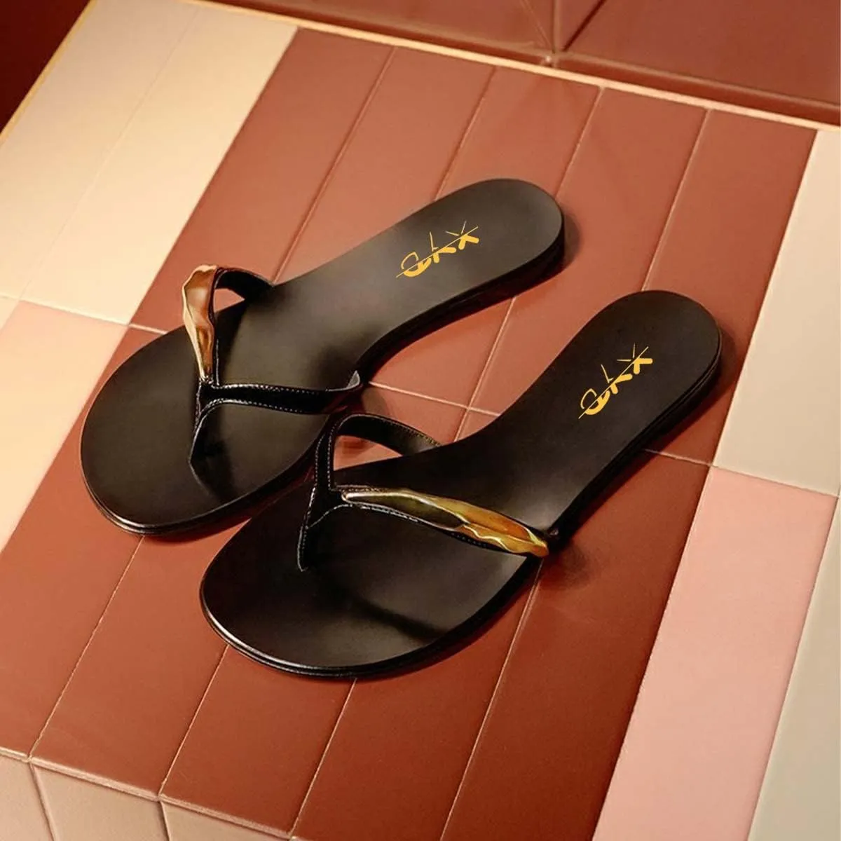 XYD Women Flats Flip Flops Slip On Open Toe Thong Sandals Thin Strap Comfortable Casual Walking Slippers Shoes