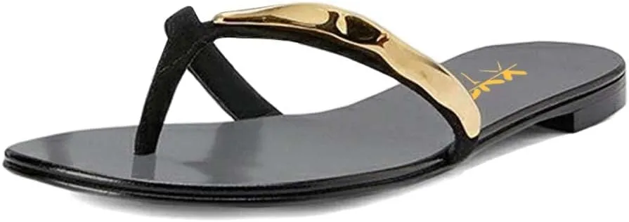 XYD Women Flats Flip Flops Slip On Open Toe Thong Sandals Thin Strap Comfortable Casual Walking Slippers Shoes