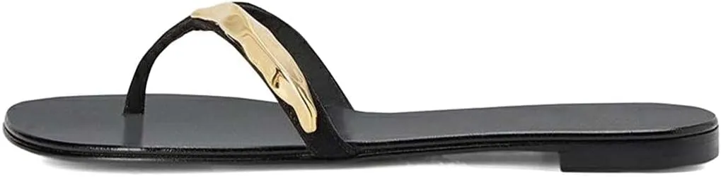 XYD Women Flats Flip Flops Slip On Open Toe Thong Sandals Thin Strap Comfortable Casual Walking Slippers Shoes