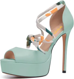 XYD Women Platform Dressy Evening Sandals Peep Toe Floral Strappy High Heel Stiletto D'Orsay Pumps Party Club Shoes