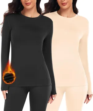 YADIFEN Thermal Shirts for Women, Fleece Lined Thermal Layer Long Sleeve Undershirt, Ultra-Soft Thermal Top for Cold Weather
