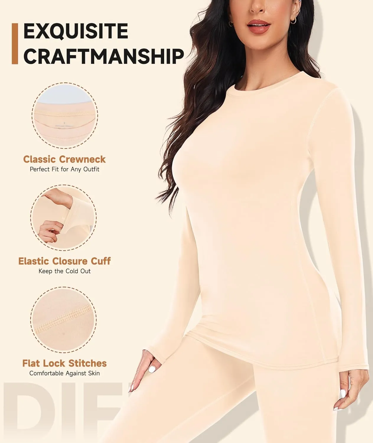 YADIFEN Thermal Shirts for Women, Fleece Lined Thermal Layer Long Sleeve Undershirt, Ultra-Soft Thermal Top for Cold Weather