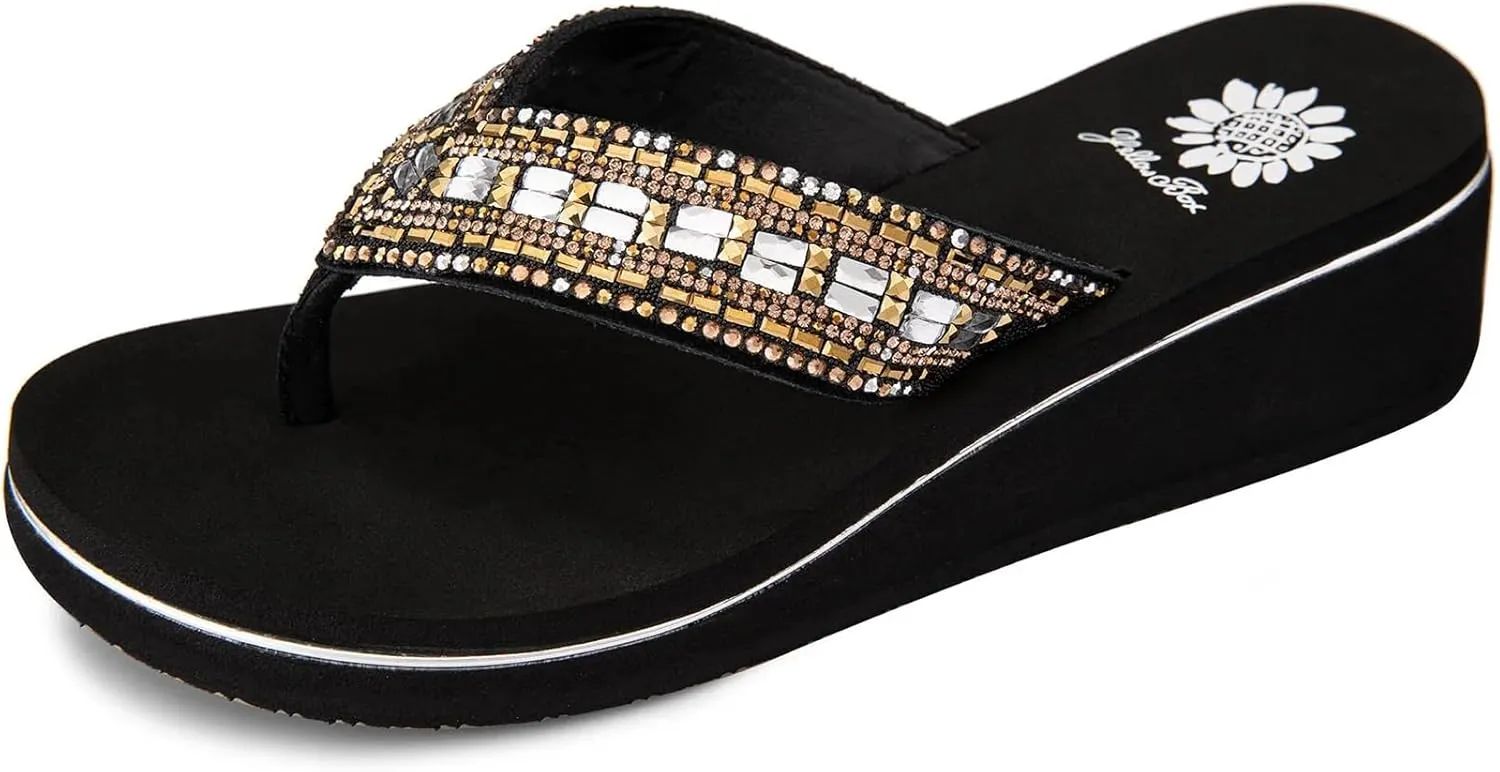 Yellow Box Women's Sunvale Wedge Sandal, Round Toe, Medium-High 2 Inch Heel, 0.75 Inch Platform Comfortable Flip-Flop