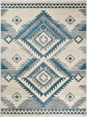 YHSF South West Native American Rug Ritz – Native Tribal American Indian Inspired Rug - Living Room, Bedroom, Hallway, Entryway & High-Traffic Area Rugs - Washable - Soft - Aqua, 8 Feet x 10 Feet