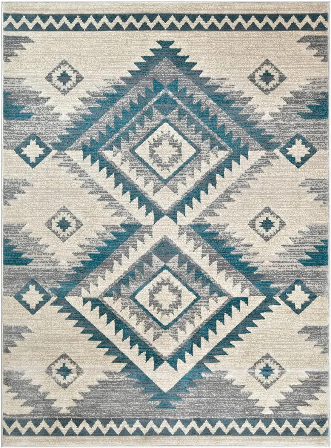 YHSF South West Native American Rug Ritz – Native Tribal American Indian Inspired Rug - Living Room, Bedroom, Hallway, Entryway & High-Traffic Area Rugs - Washable - Soft - Aqua, 8 Feet x 10 Feet