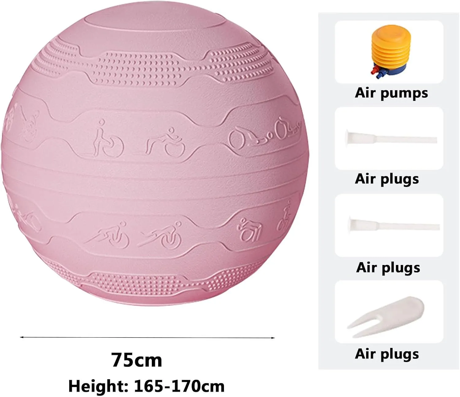 Yoga Ball, Anti-Burst Heavy Duty Prenatal Birthing Extra Thick Quick Pump Included for Balance Stability Pregnancy Physical Therapy Quick Pump Included,Pink