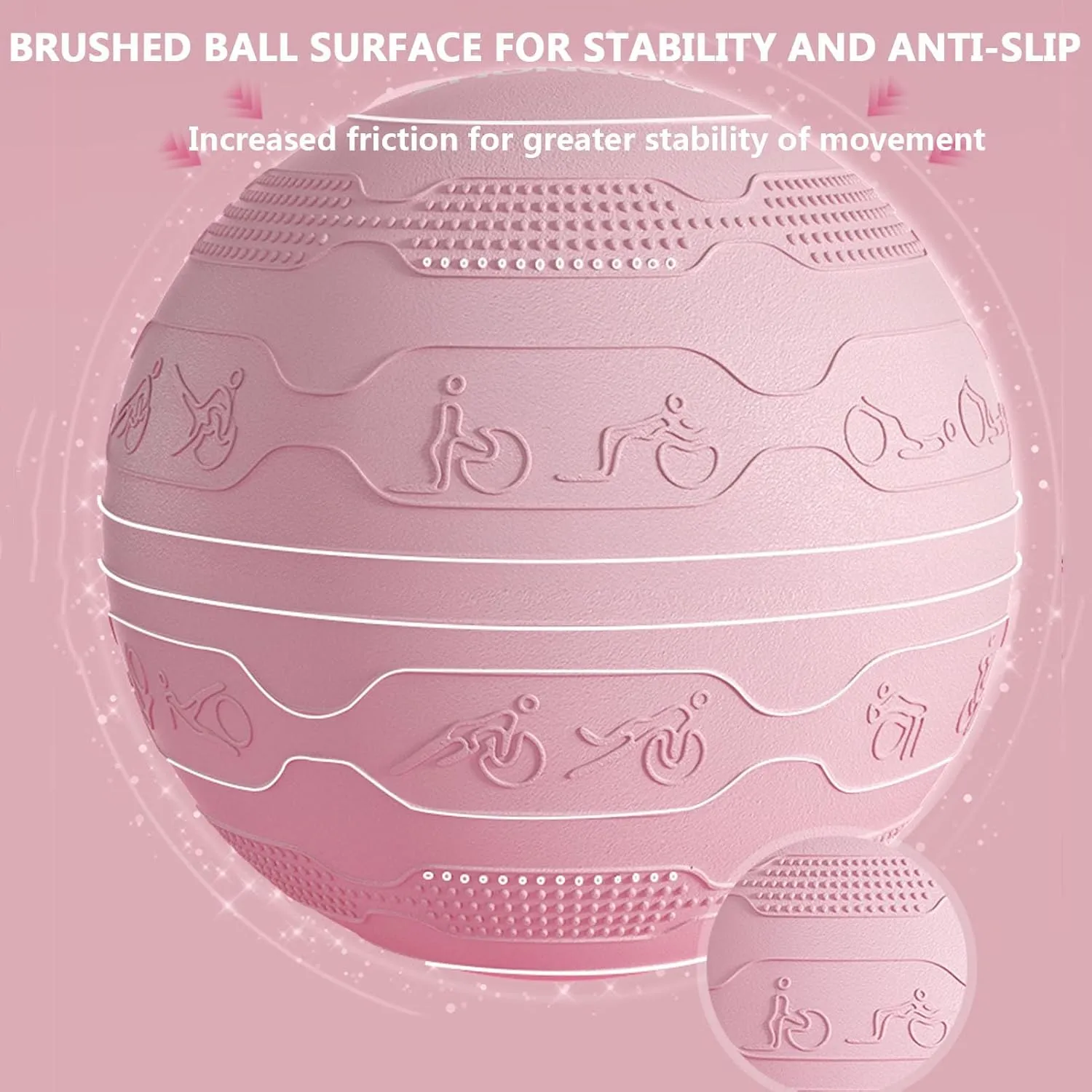 Yoga Ball, Anti-Burst Heavy Duty Prenatal Birthing Extra Thick Quick Pump Included for Balance Stability Pregnancy Physical Therapy Quick Pump Included,Pink