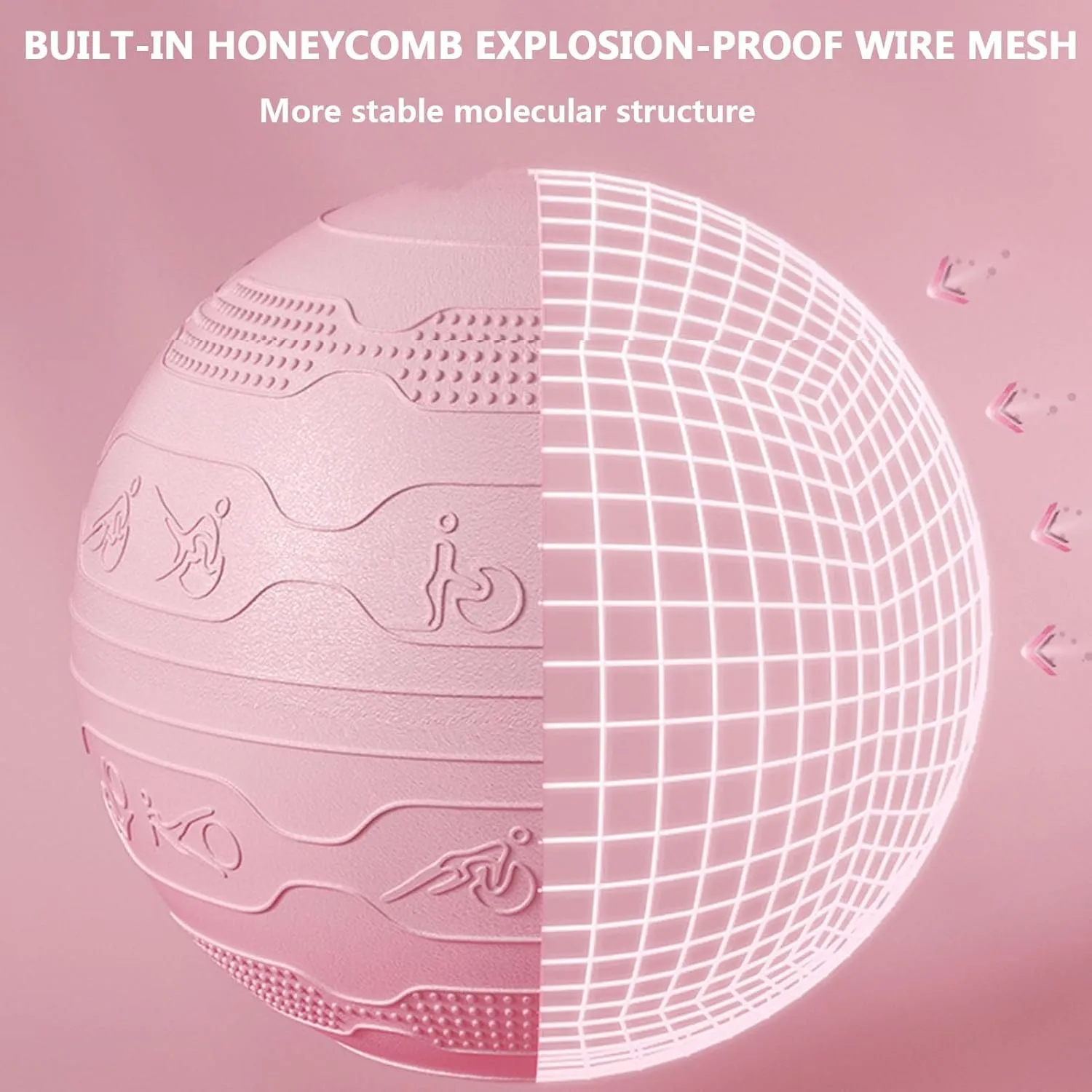 Yoga Ball, Anti-Burst Heavy Duty Prenatal Birthing Extra Thick Quick Pump Included for Balance Stability Pregnancy Physical Therapy Quick Pump Included,Pink