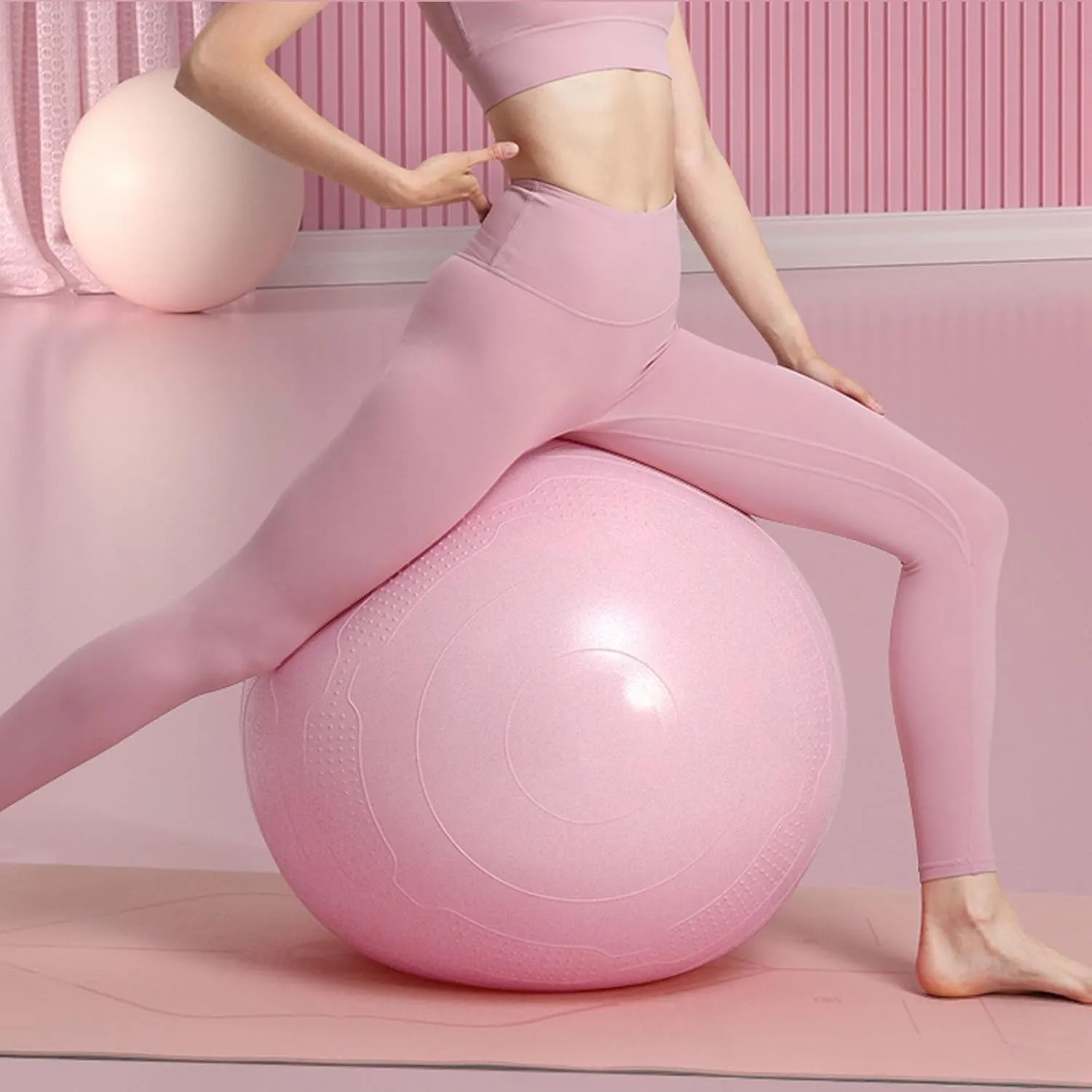 Yoga Ball, Anti-Burst Heavy Duty Prenatal Birthing Extra Thick Quick Pump Included for Balance Stability Pregnancy Physical Therapy Quick Pump Included,Pink