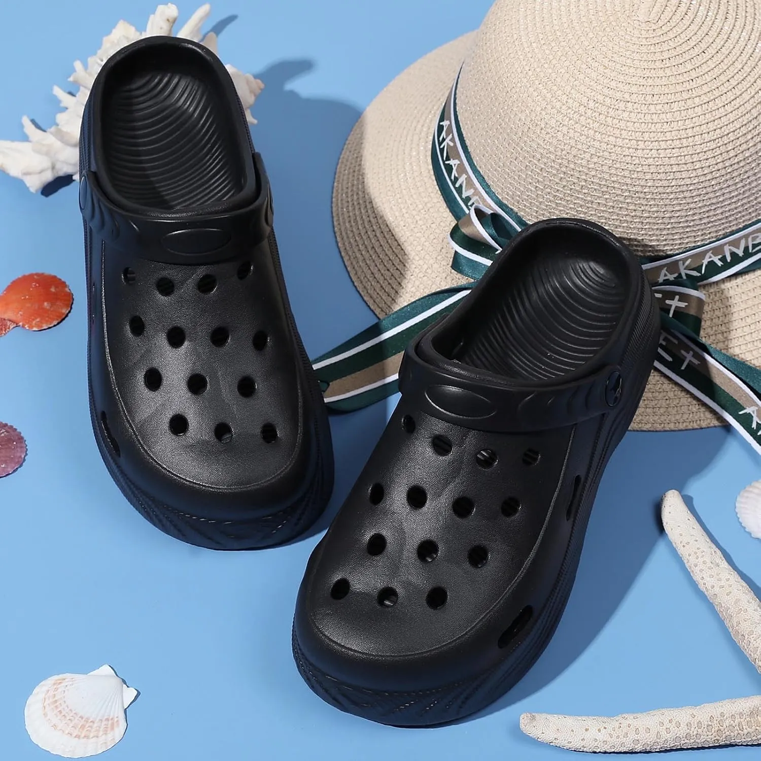 YUKTOPA Women's Platform Clogs Slip On Garden Shoes Lightweight Non Slip Beach Pool Sandals Indoor Outdoor Walking Slippers