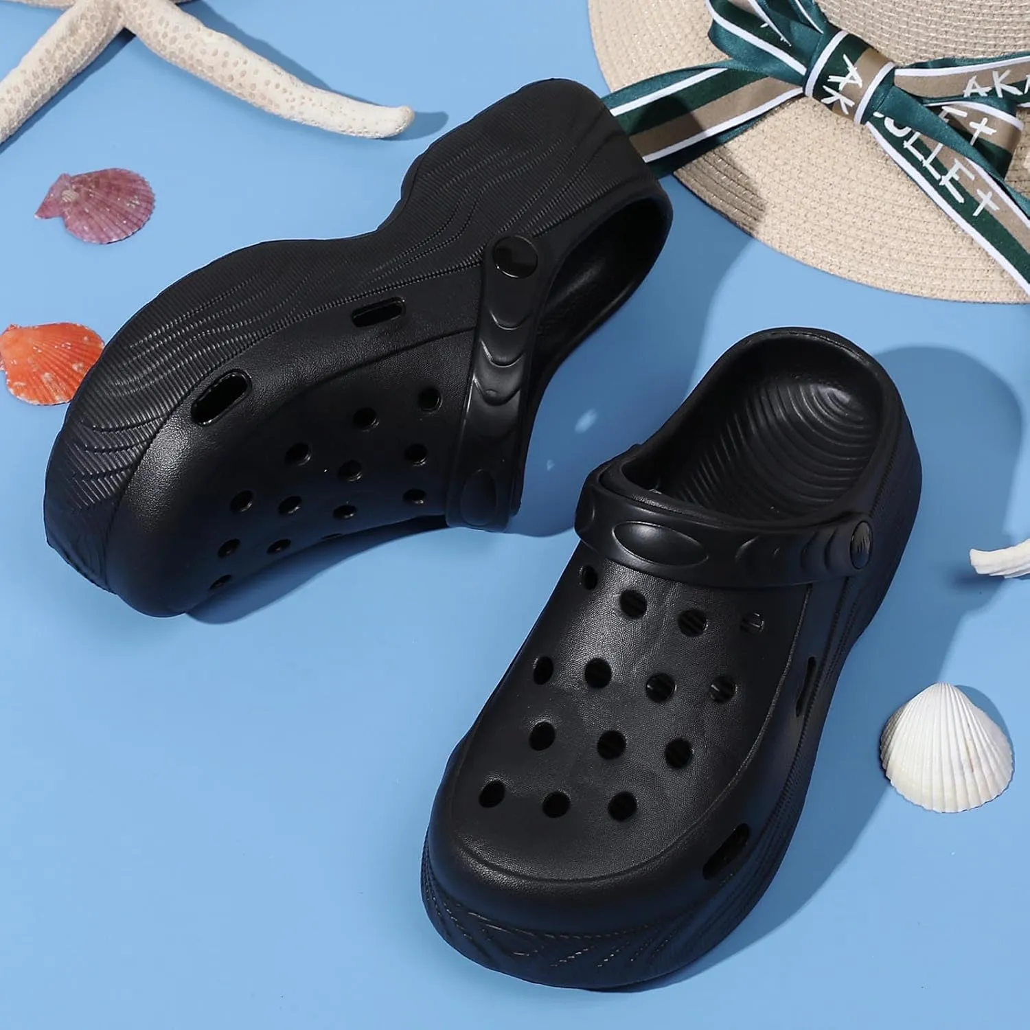 YUKTOPA Women's Platform Clogs Slip On Garden Shoes Lightweight Non Slip Beach Pool Sandals Indoor Outdoor Walking Slippers