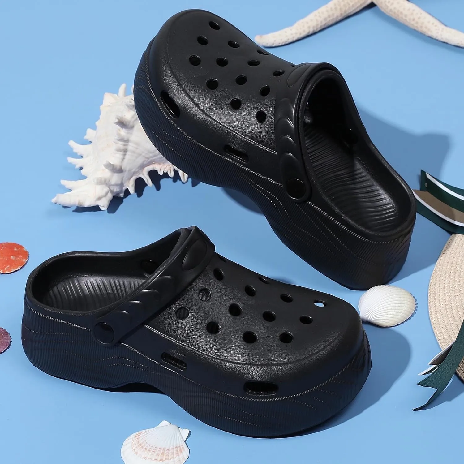 YUKTOPA Women's Platform Clogs Slip On Garden Shoes Lightweight Non Slip Beach Pool Sandals Indoor Outdoor Walking Slippers