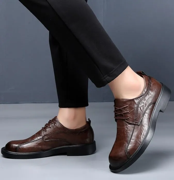 YZABEL Men's Classic Pointed Toe Lace Up Oxford Shoes, Stylish Patent Leather Business Casual Shoes, Rubber Non-Slip for Daily Commuting Activity