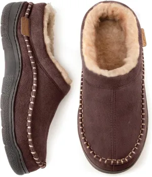Zigzagger Men's Slip On Moccasin Slippers, Indoor/Outdoor Warm Fuzzy Comfy House Shoes, Fluffy Wide Loafer Slippers