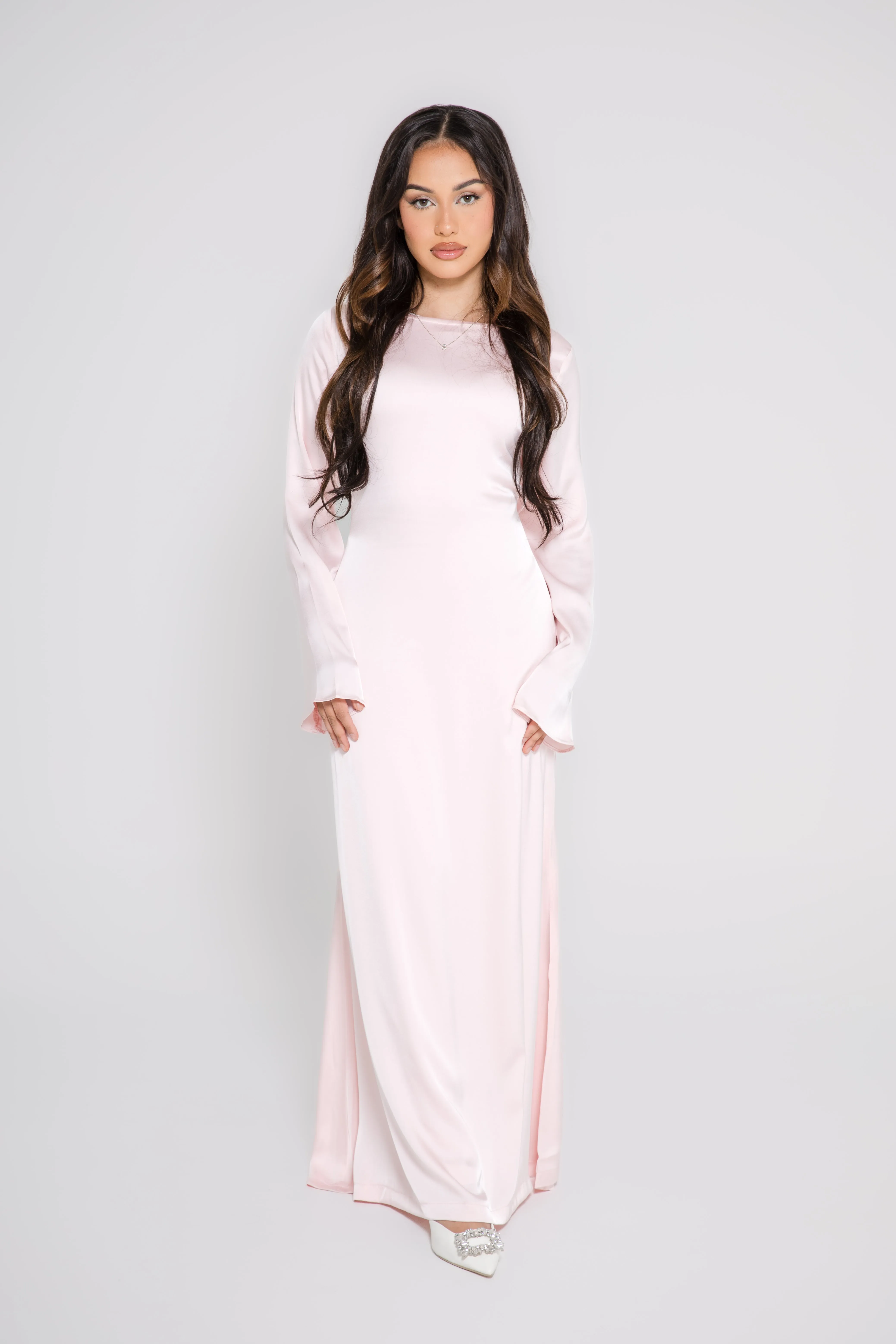 ‘ZIYA’ Satin Slip On - Baby Pink