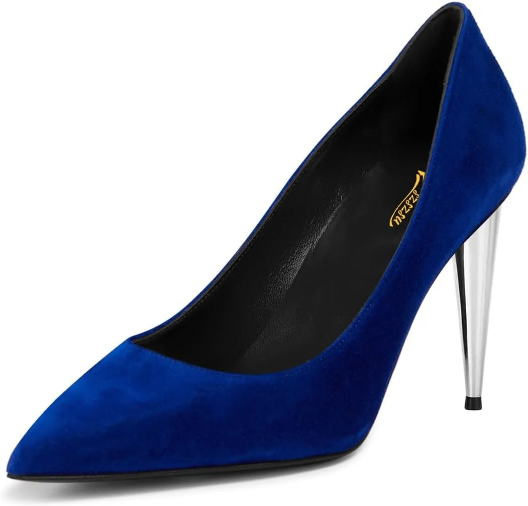 Zszszsu Women's Pointed Toe Slip On Pumps Special High Cone Heels Slip On Basic Shoes for Dress Formal Party Business Daily Work Size 4-16 US