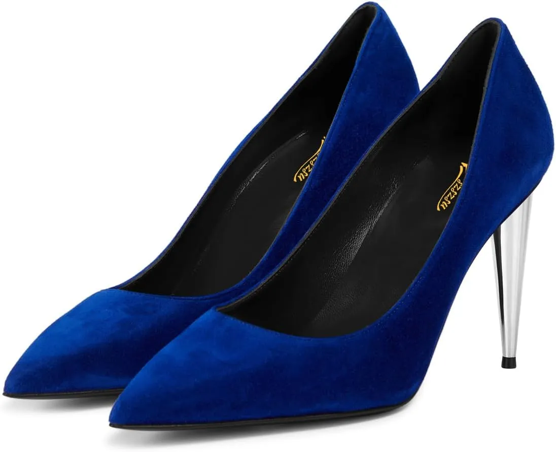 Zszszsu Women's Pointed Toe Slip On Pumps Special High Cone Heels Slip On Basic Shoes for Dress Formal Party Business Daily Work Size 4-16 US
