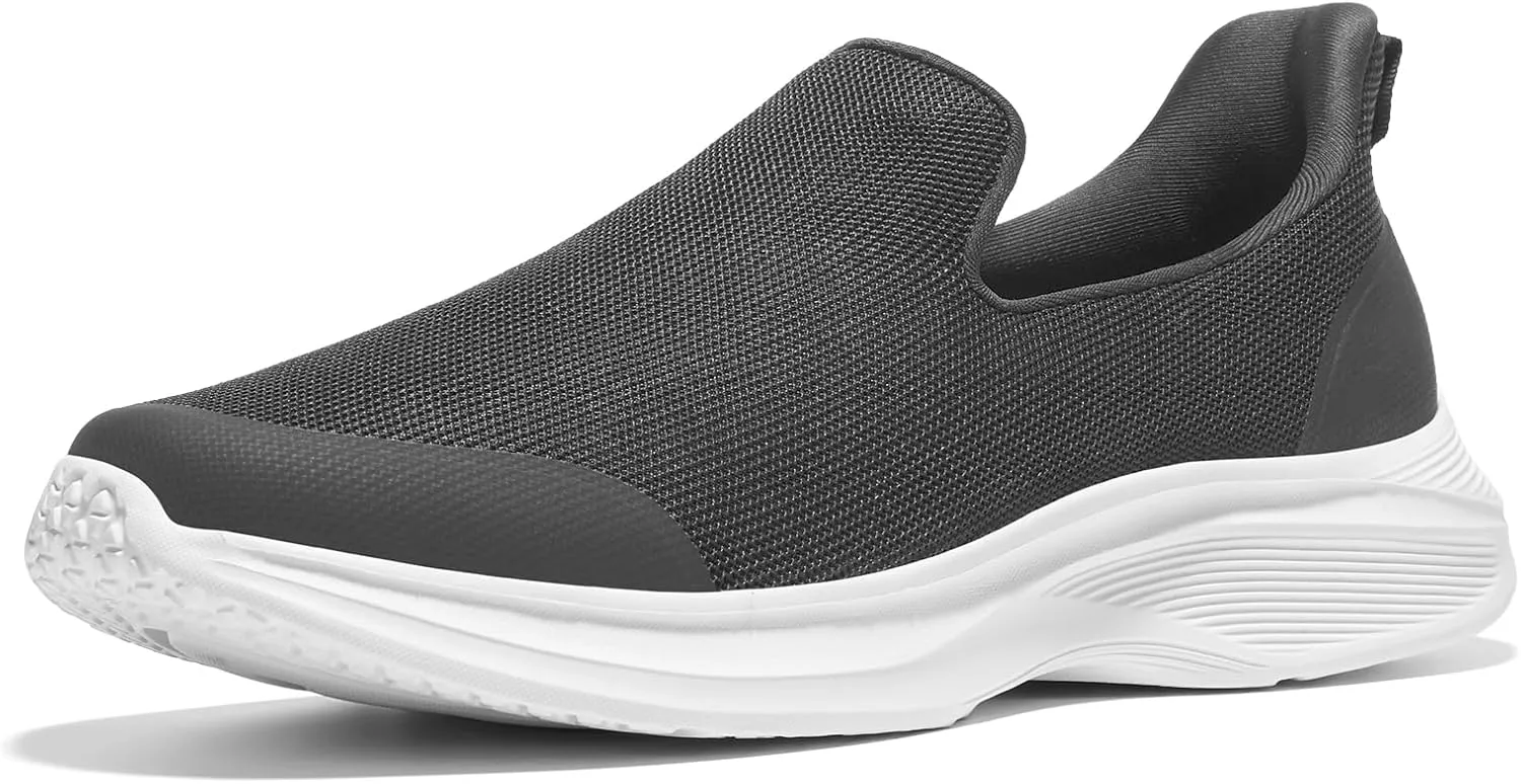 ZURIN Mens Slip On Walking Shoes with Arch Support, Lightweight No Lace Sneakers,Non Slip Breathable Tennis Shoes,Casual Travel Gym Work Shoes