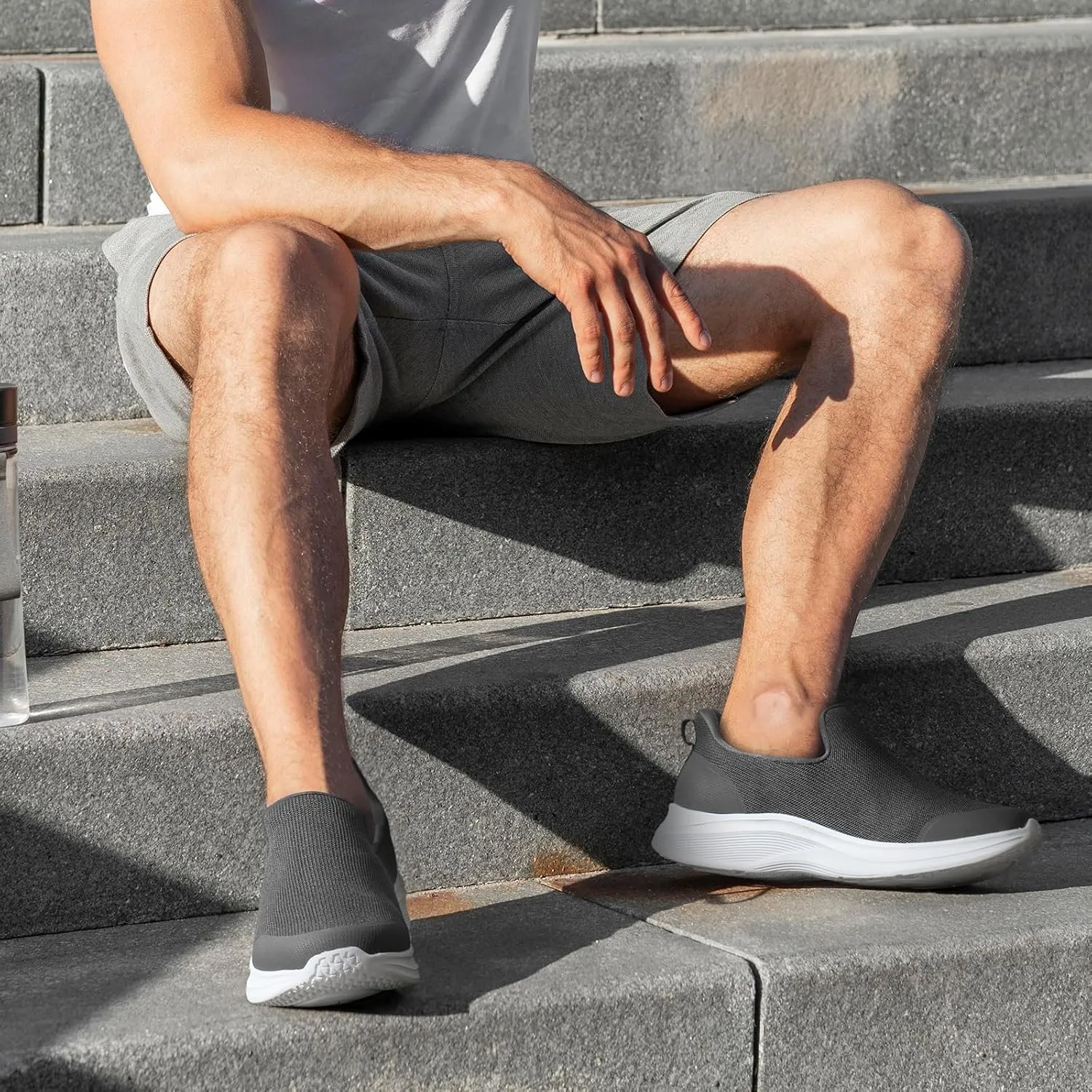 ZURIN Mens Slip On Walking Shoes with Arch Support, Lightweight No Lace Sneakers,Non Slip Breathable Tennis Shoes,Casual Travel Gym Work Shoes